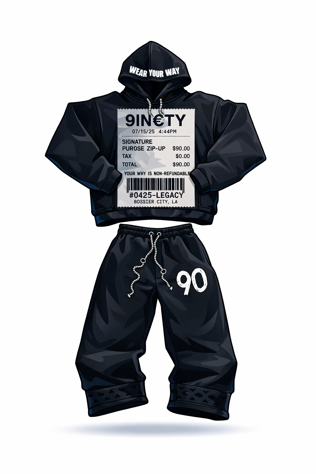 Black "INTRVAL" sweatsuit